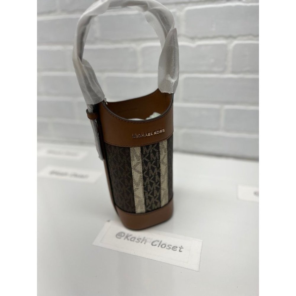 Michael Kors Wine Bottle Holder With Stripe Brown Multi - Picture 2 of 7